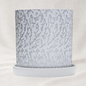 Ghiveci ceramic cu farfurioara Charm White Silver