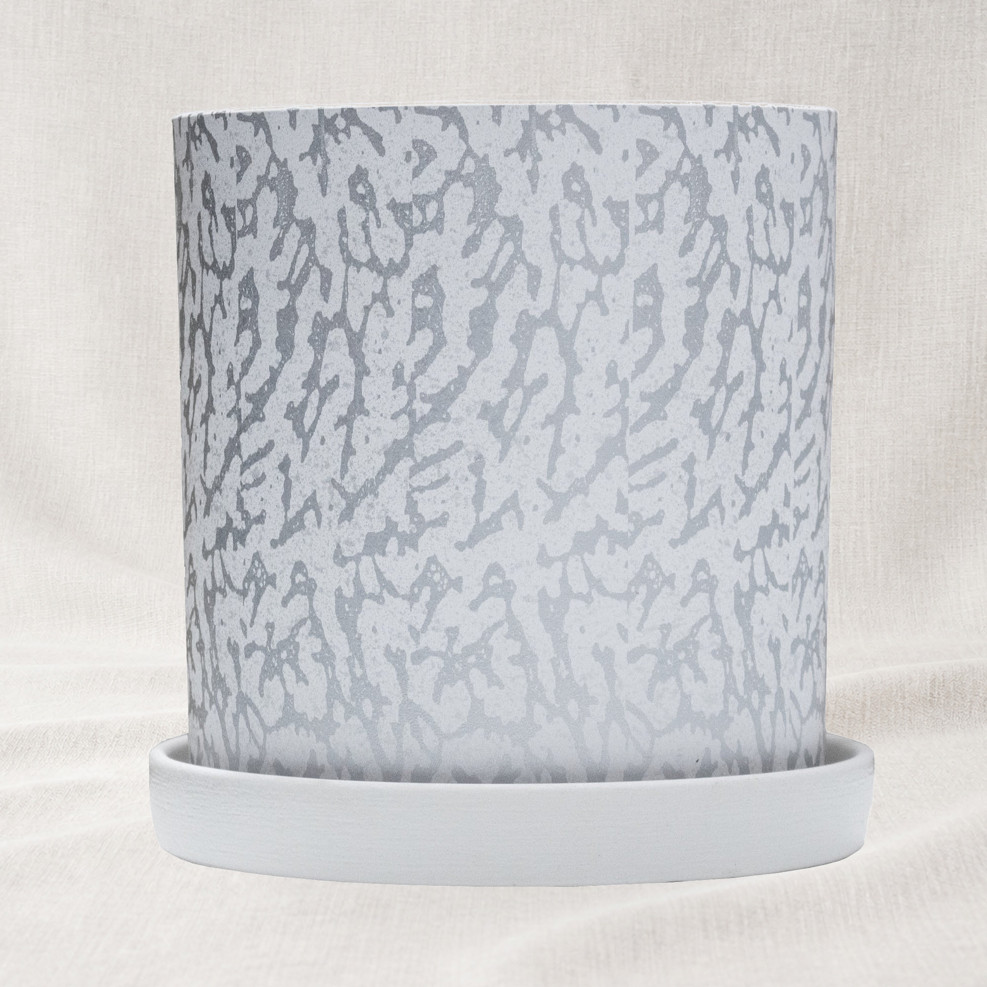 Ghiveci ceramic cu farfurioara Charm White Silver