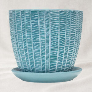 Ghiveci ceramic cu farfurie Metro Sea Wave
