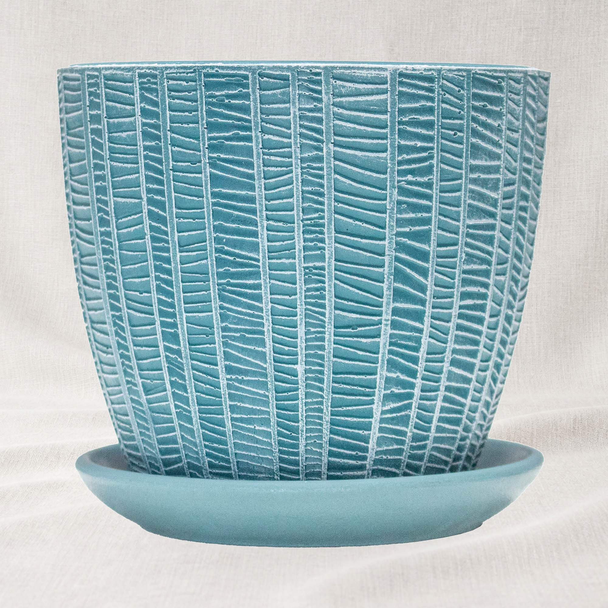 Ghiveci ceramic cu farfurie Metro Sea Wave
