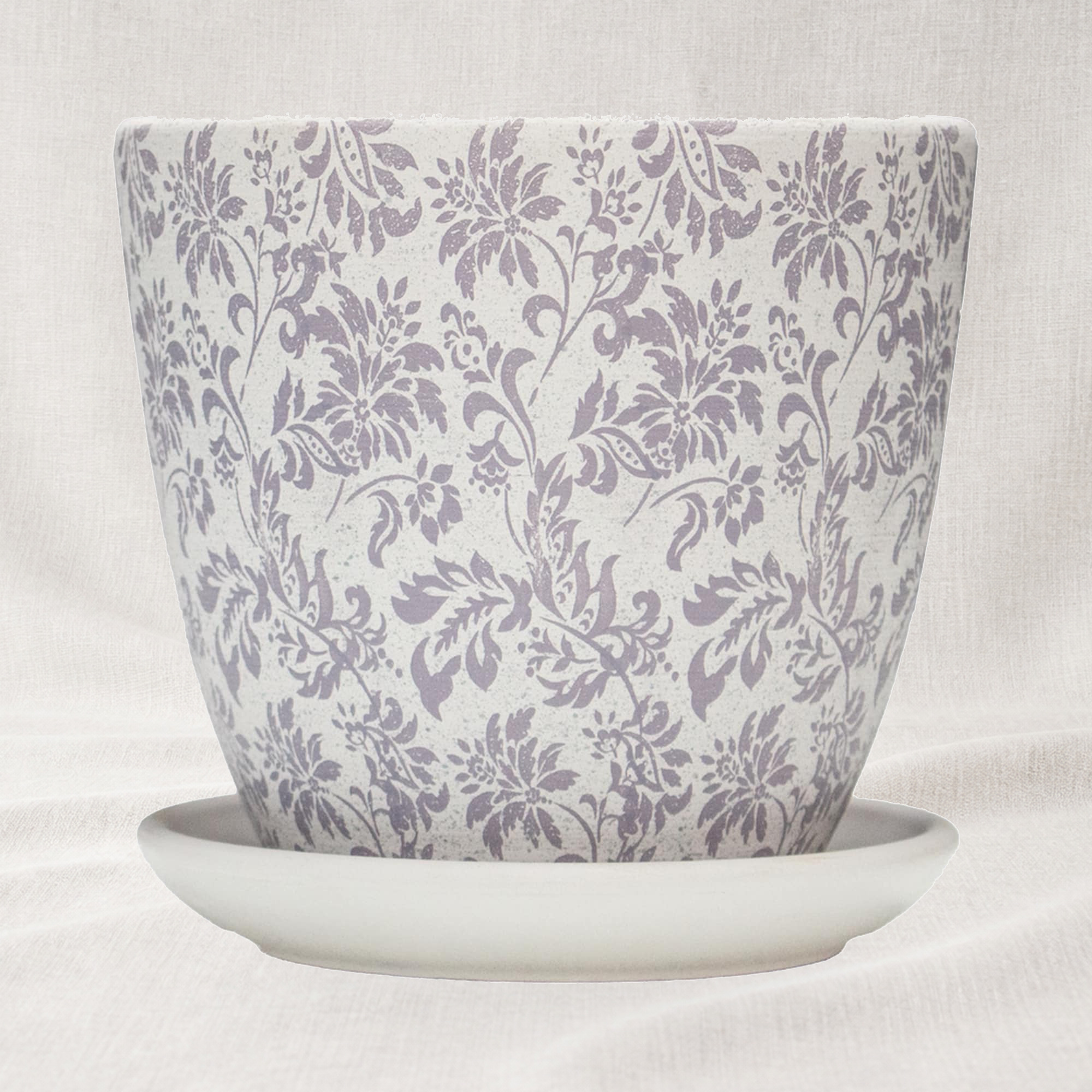 Ghiveci ceramic cu farfurioara Gobelin White Crocus