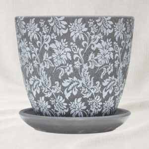 Ghiveci ceramic cu farfurioara Gobelin Black Crocus