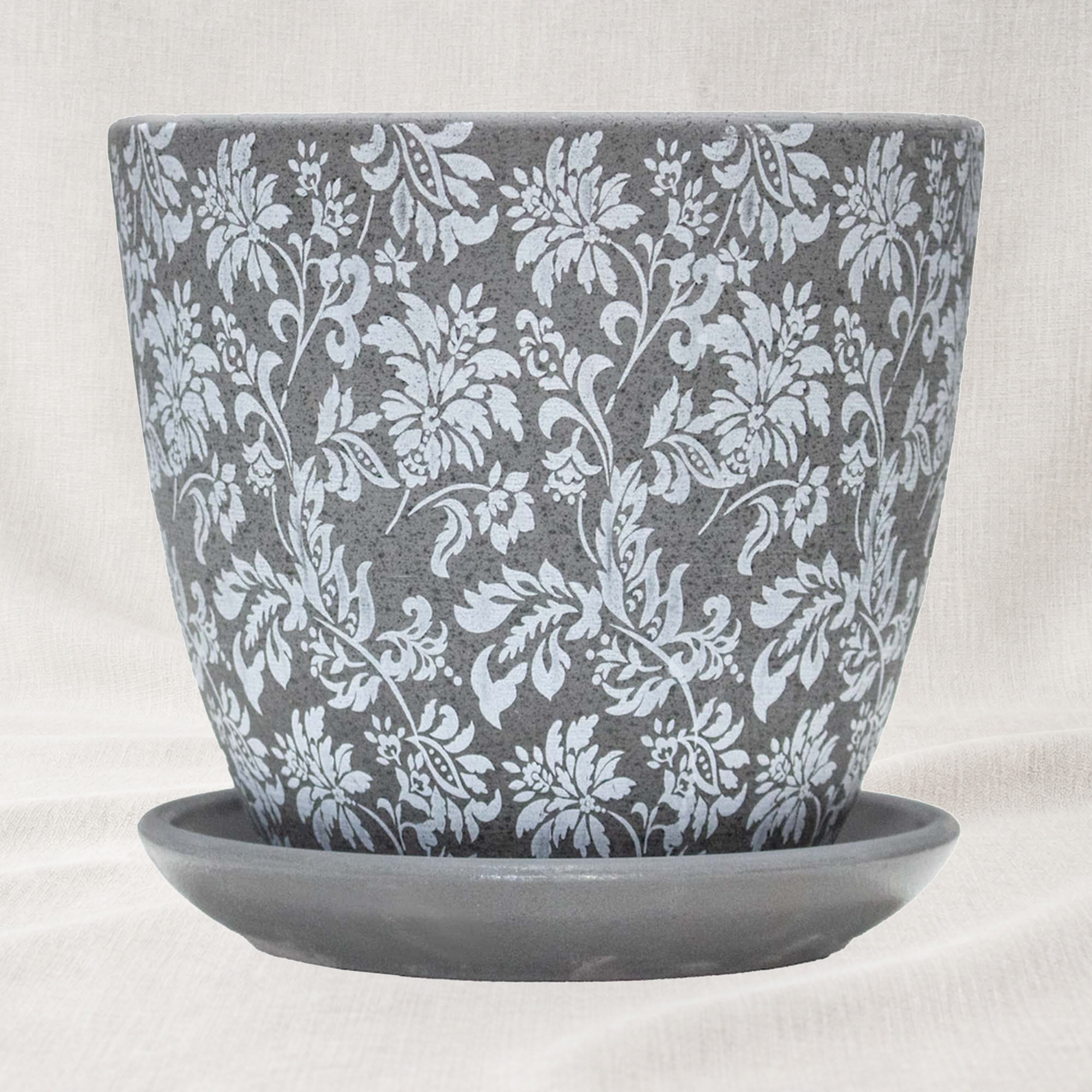 Ghiveci ceramic cu farfurioara Gobelin Black Crocus