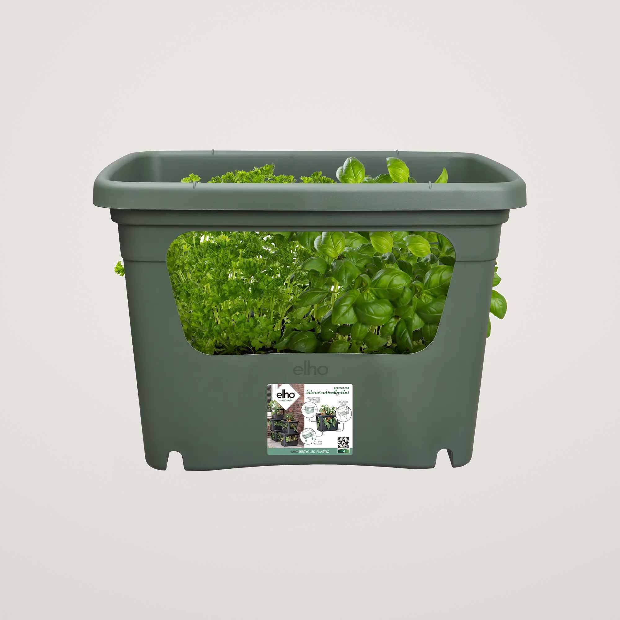 Ghiveci special pentru creșterea legumelor pe balcon sau terasa Green Basics Stack & Grow Large, din plastic reciclat, culoarea leaf green - imagine 7