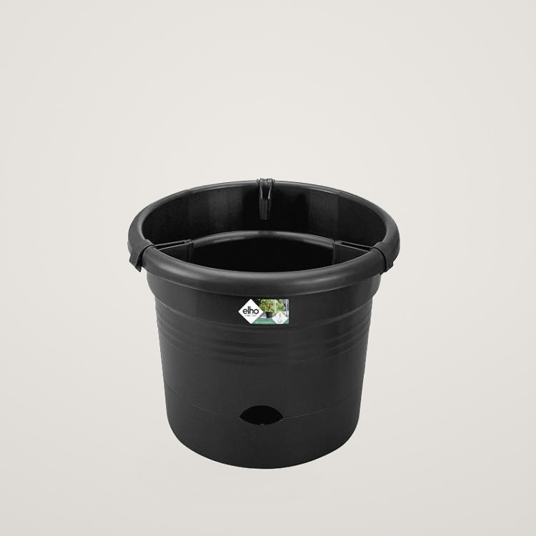 Ghiveci special pentru cresterea rosiilor Green Basics Tomato Pot cu diametrul de 33cm, farfurie integrata si suport pe nivele pentru legarea rosiilor, din plastic reciclat, culoarea neagra - imagine 2