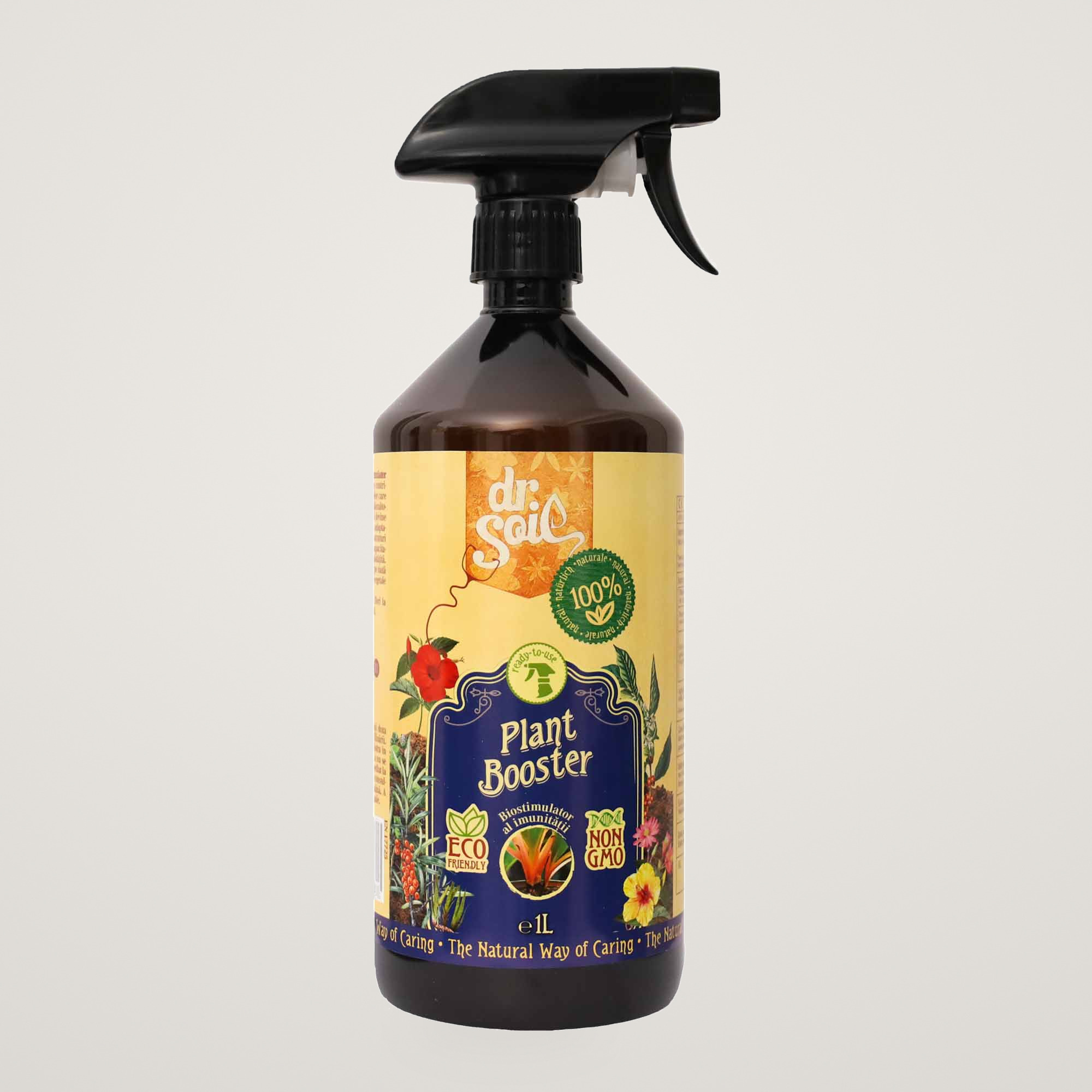 Dr.Soil PLANT BOOSTER, biostimulator al imunitatii plantelor, solutie gata de utilizare cu pulverizator de 1 litru