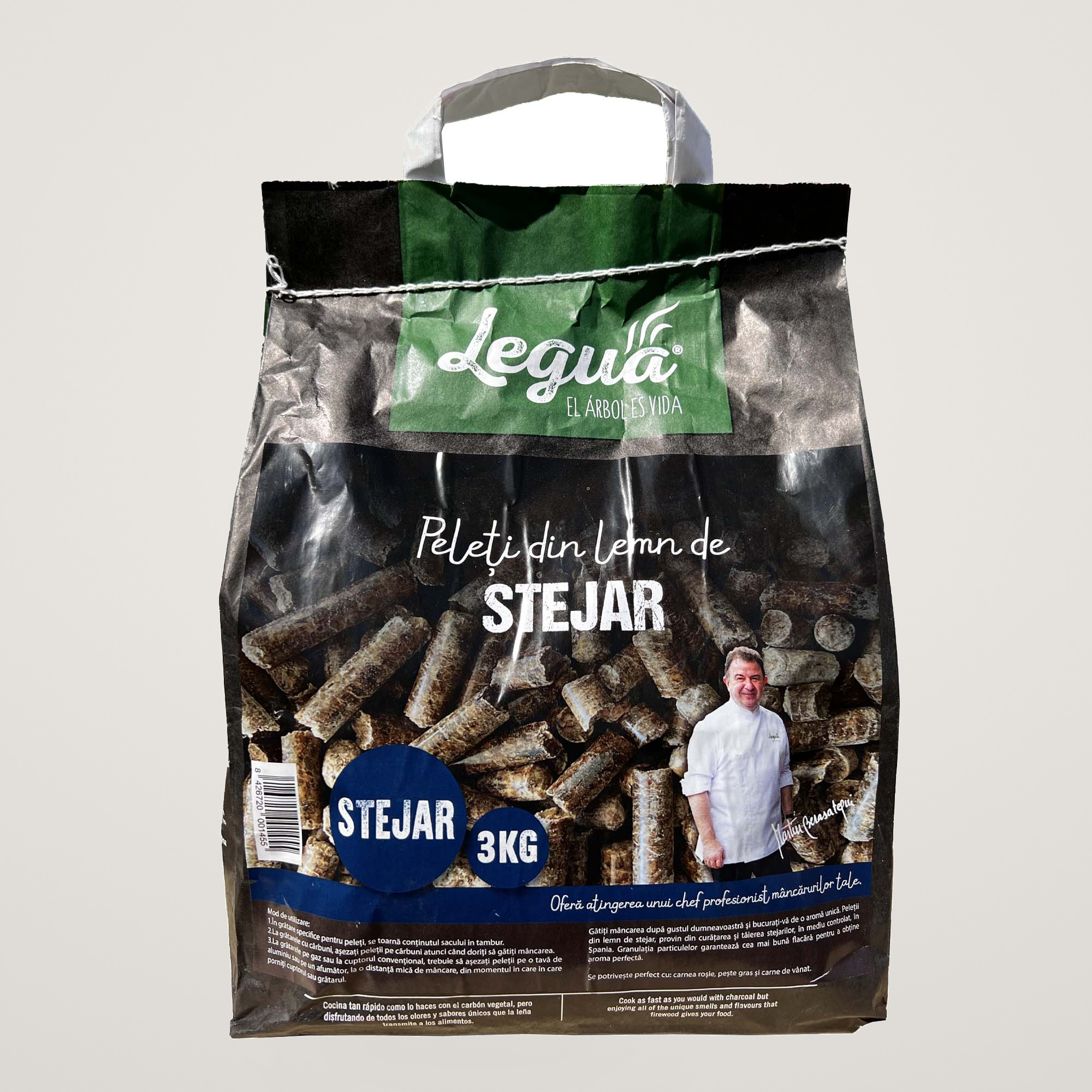 Peleti din lemn de stejar pentru gratar si afumatoare Legua, pentru peste gras, carne rosie si carne de vanat 3kg