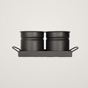 Tavita din metal cu 2 minighivecele Mary's Garden Supplies 30 cm, culoarea negru