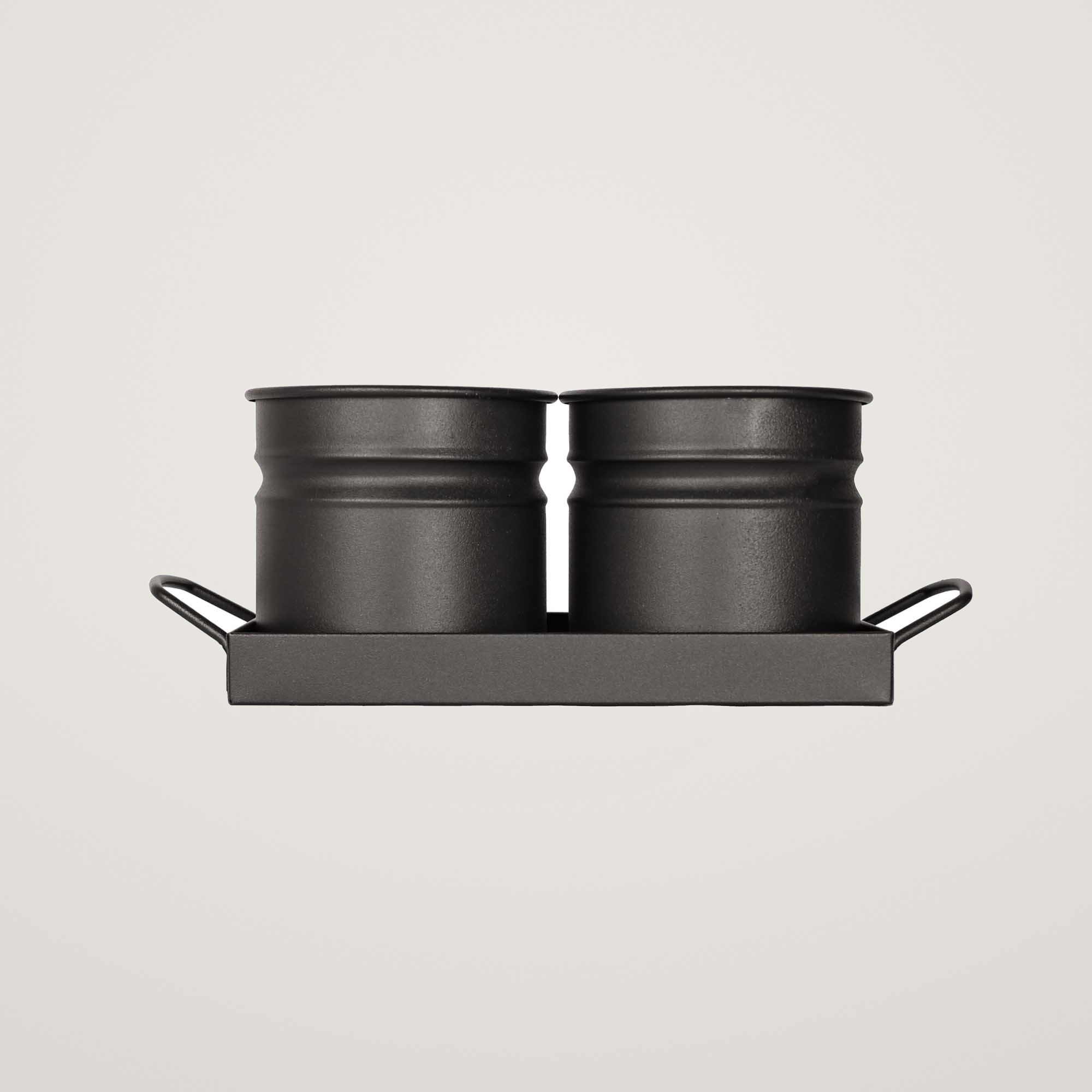 Tavita din metal cu 2 minighivecele Mary's Garden Supplies 30 cm, culoarea negru