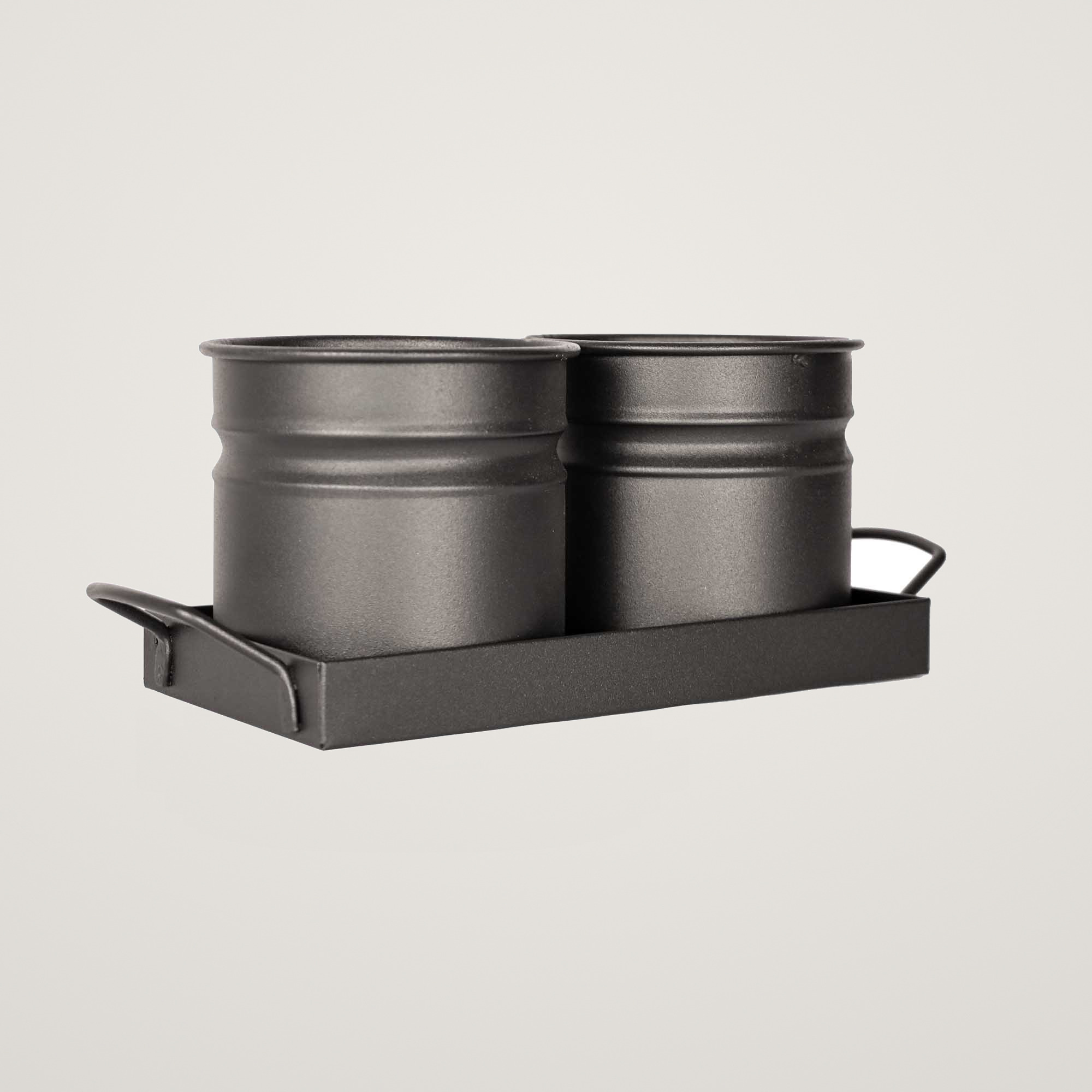Tavita din metal cu 2 minighivecele Mary's Garden Supplies 30 cm, culoarea negru - imagine 4