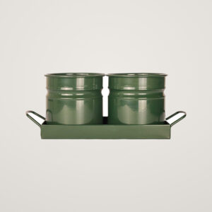 Tavita din metal cu 2 minighivecele Mary's Garden Supplies 30 cm, culoarea verde