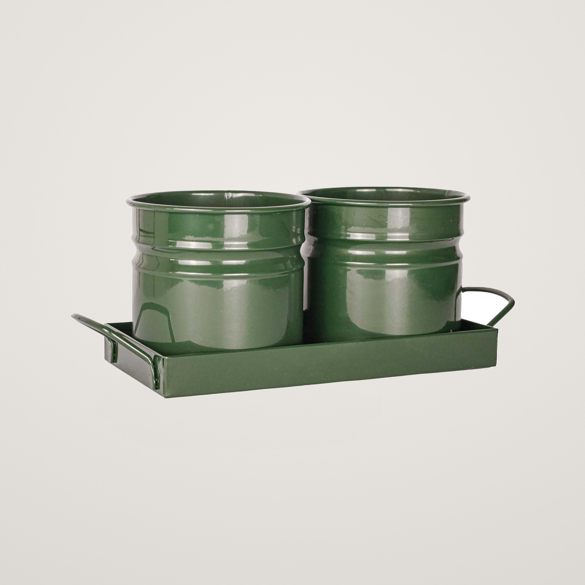 Tavita din metal cu 2 minighivecele Mary's Garden Supplies 30 cm, culoarea verde - imagine 2