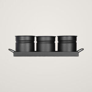 Tavita din metal cu 3 minighivecele Mary's Garden Supplies 40 cm, culoarea negru