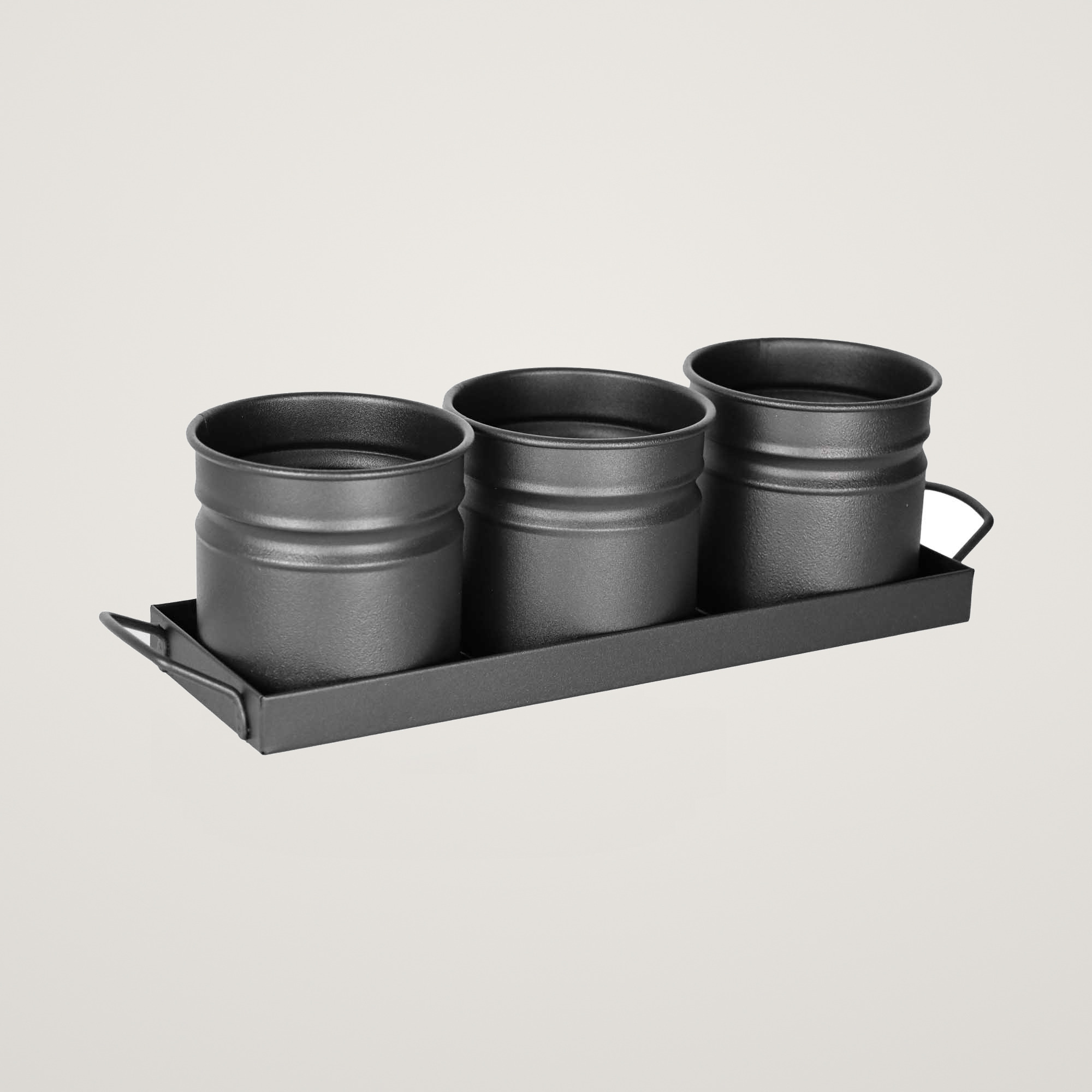 Tavita din metal cu 3 minighivecele Mary's Garden Supplies 40 cm, culoarea negru - imagine 2