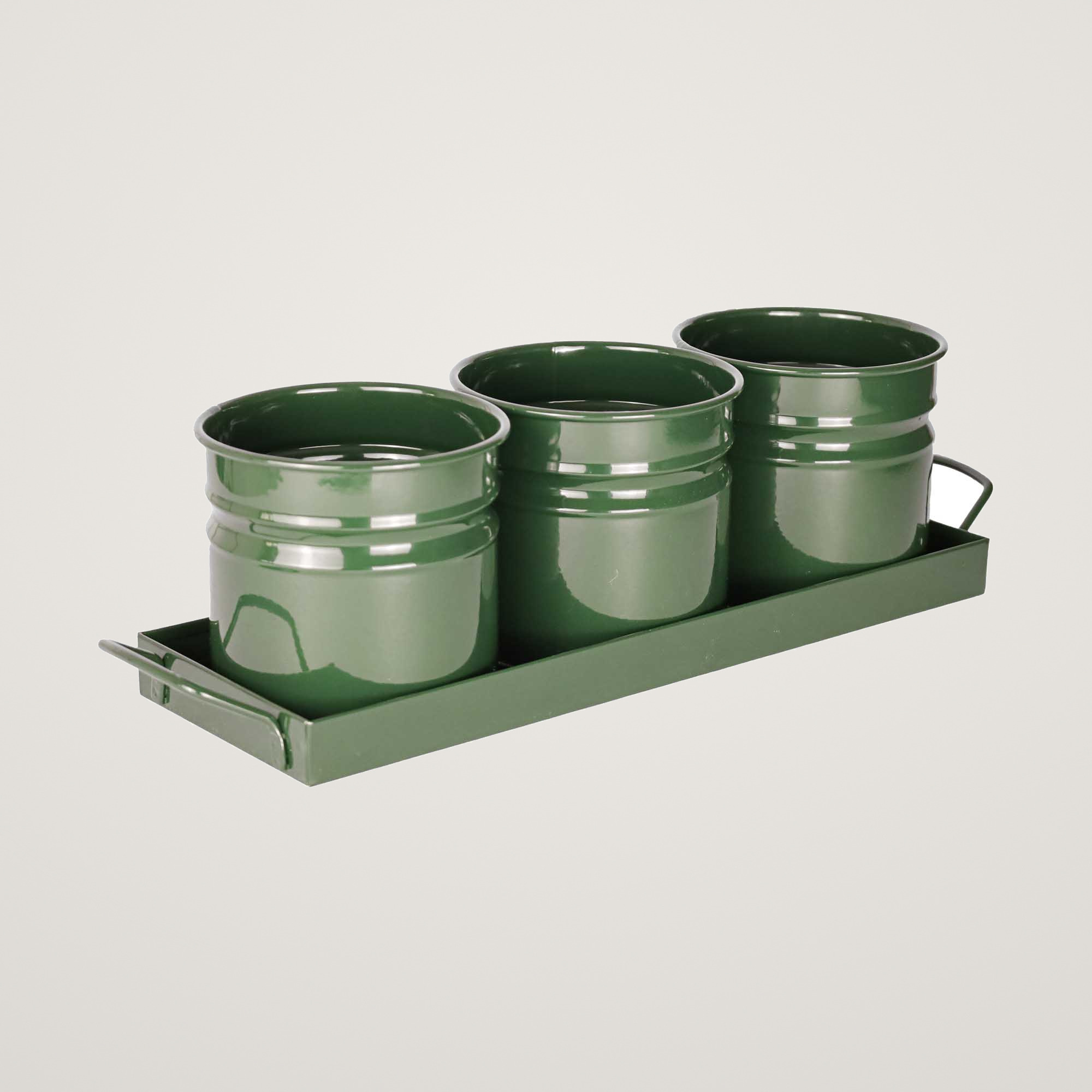 Tavita din metal cu 3 minighivecele Mary's Garden Supplies 40 cm, culoarea verde - imagine 2