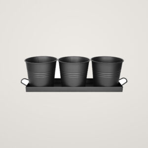 Tavita din metal cu 3 ghivecele Mary's Garden Supplies, 52 cm, culoarea negru