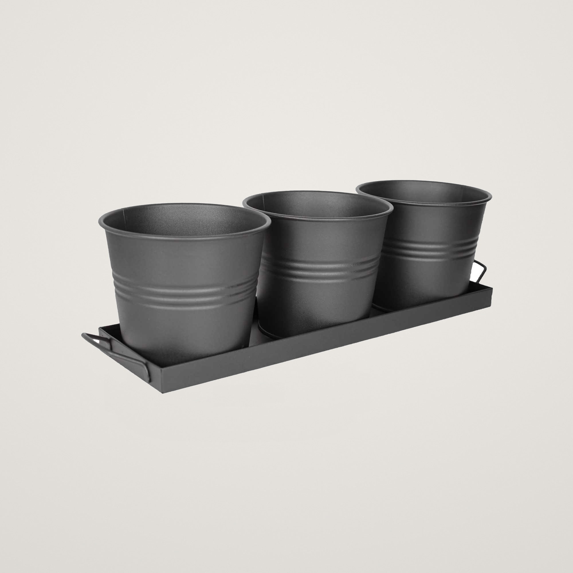Tavita din metal cu 3 ghivecele Mary's Garden Supplies, 52 cm, culoarea negru - imagine 2