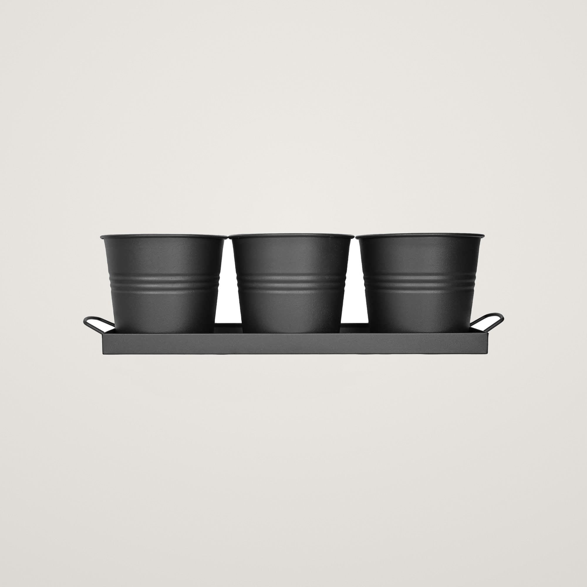 Tavita din metal cu 3 ghivecele Mary's Garden Supplies, 52 cm, culoarea negru - imagine 3