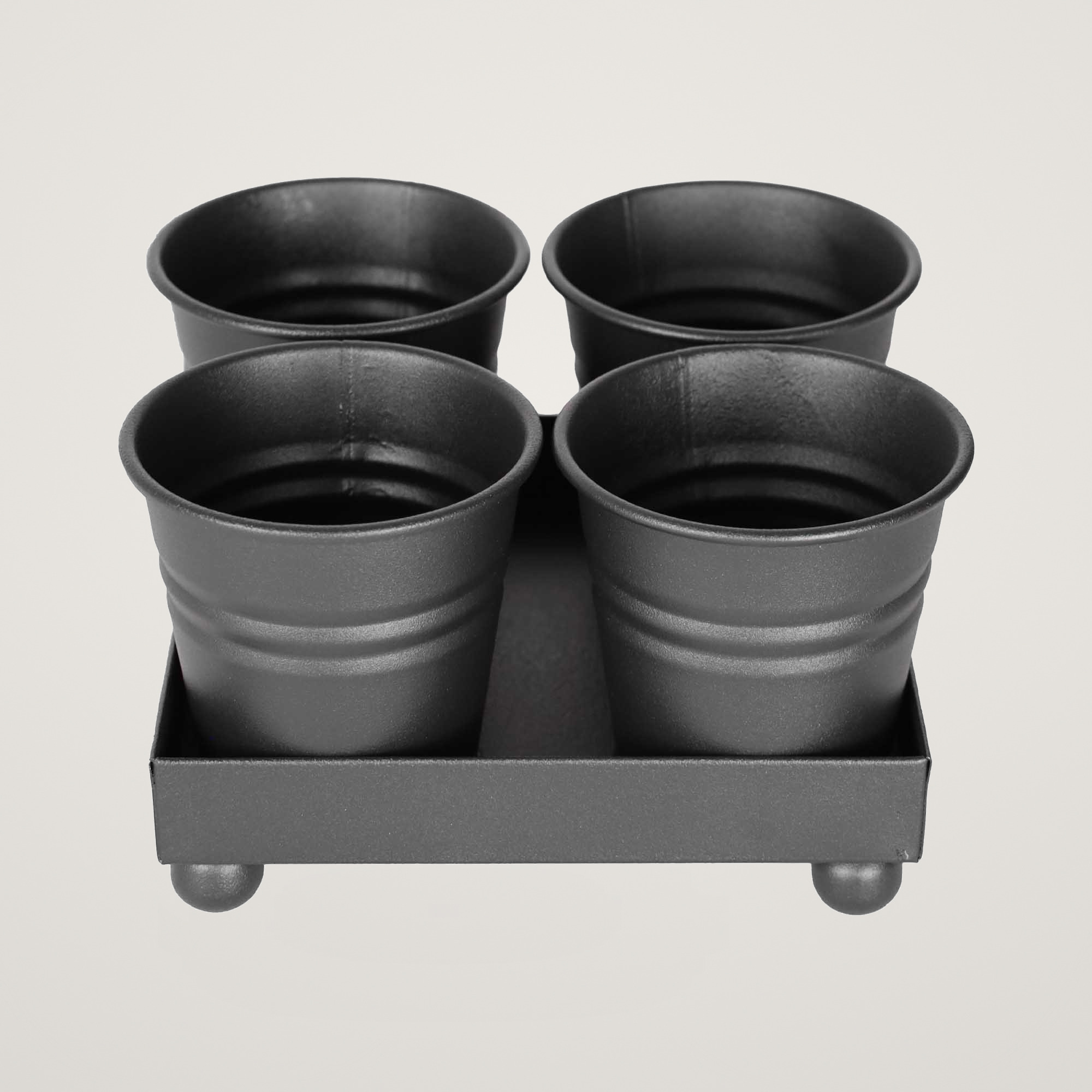 Tavita din metal cu 4 minighivecele Mary's Garden Supplies, culoarea negru - imagine 2