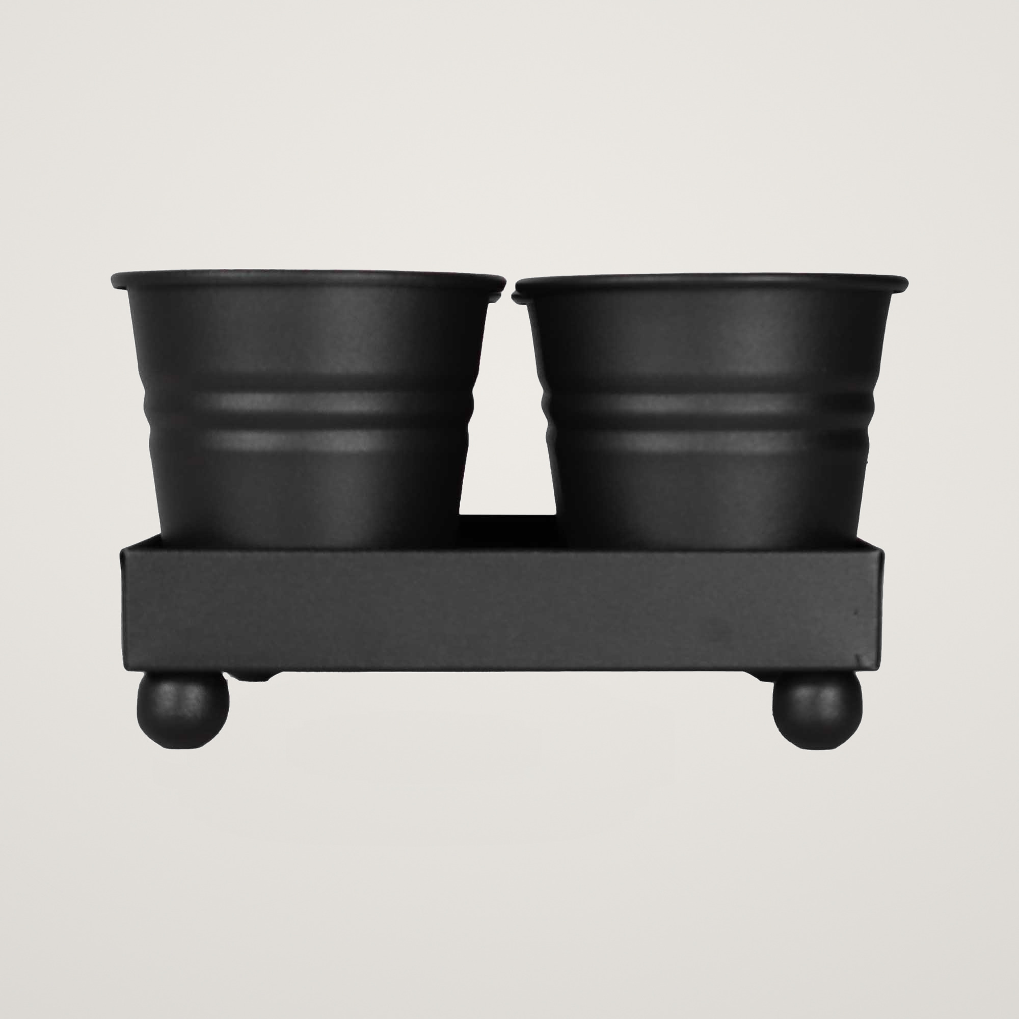 Tavita din metal cu 4 minighivecele Mary's Garden Supplies, culoarea negru - imagine 3