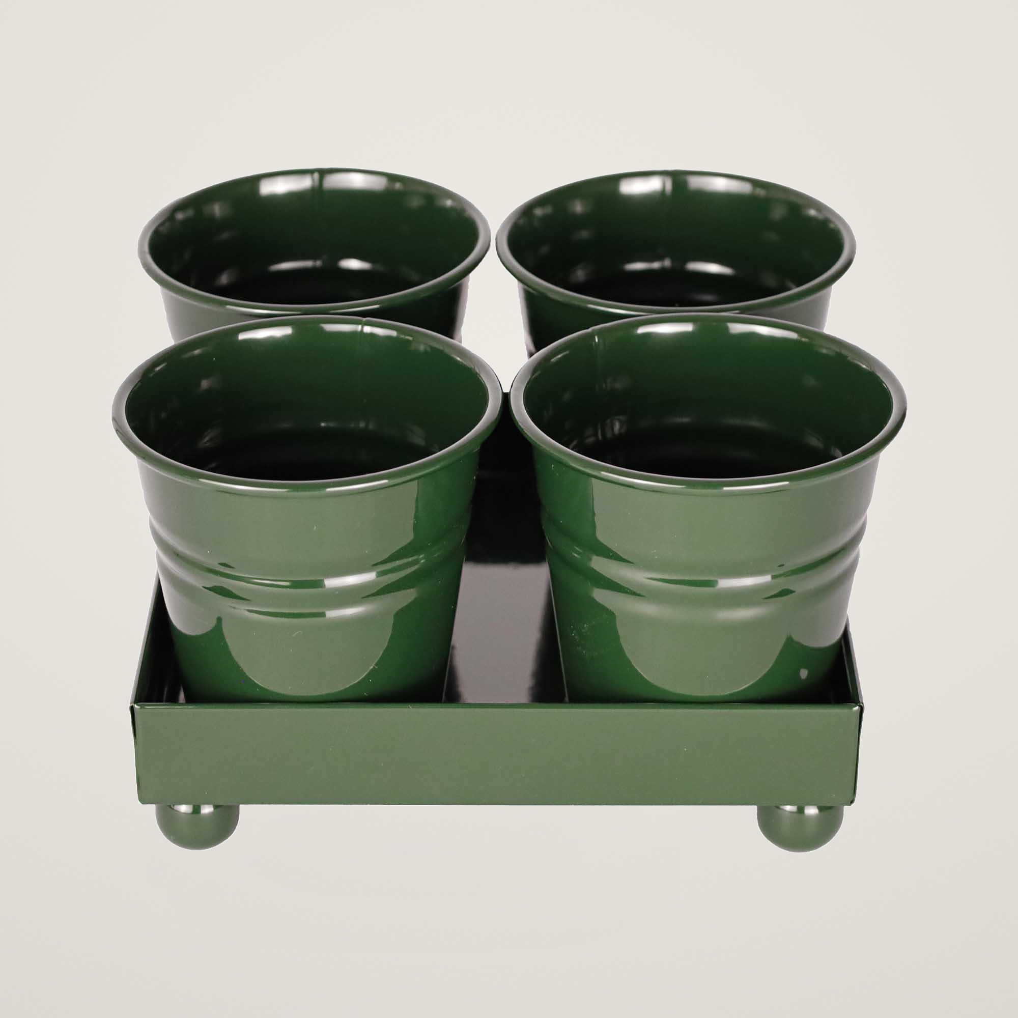Tavita din metal cu 4 minighivecele Mary's Garden Supplies, culoarea verde - imagine 2