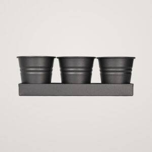 Tavita din metal cu 3 ghivecele Mary's Garden Supplies, 33 cm, culoarea negru