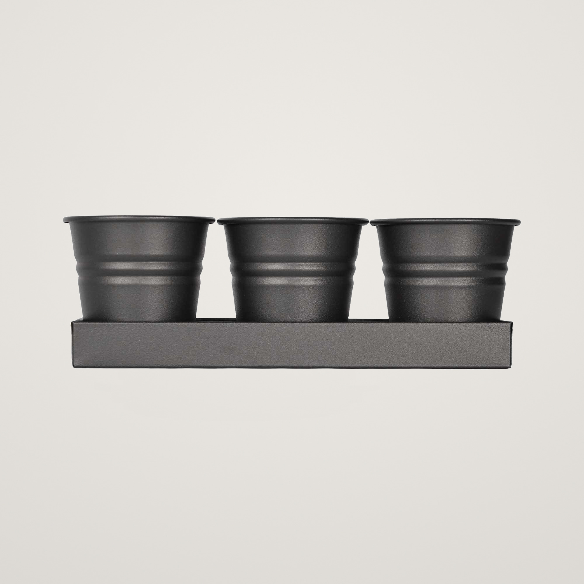 Tavita din metal cu 3 ghivecele Mary's Garden Supplies, 33 cm, culoarea negru