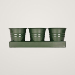 Tavita din metal cu 3 ghivecele Mary's Garden Supplies, 33 cm, culoarea verde