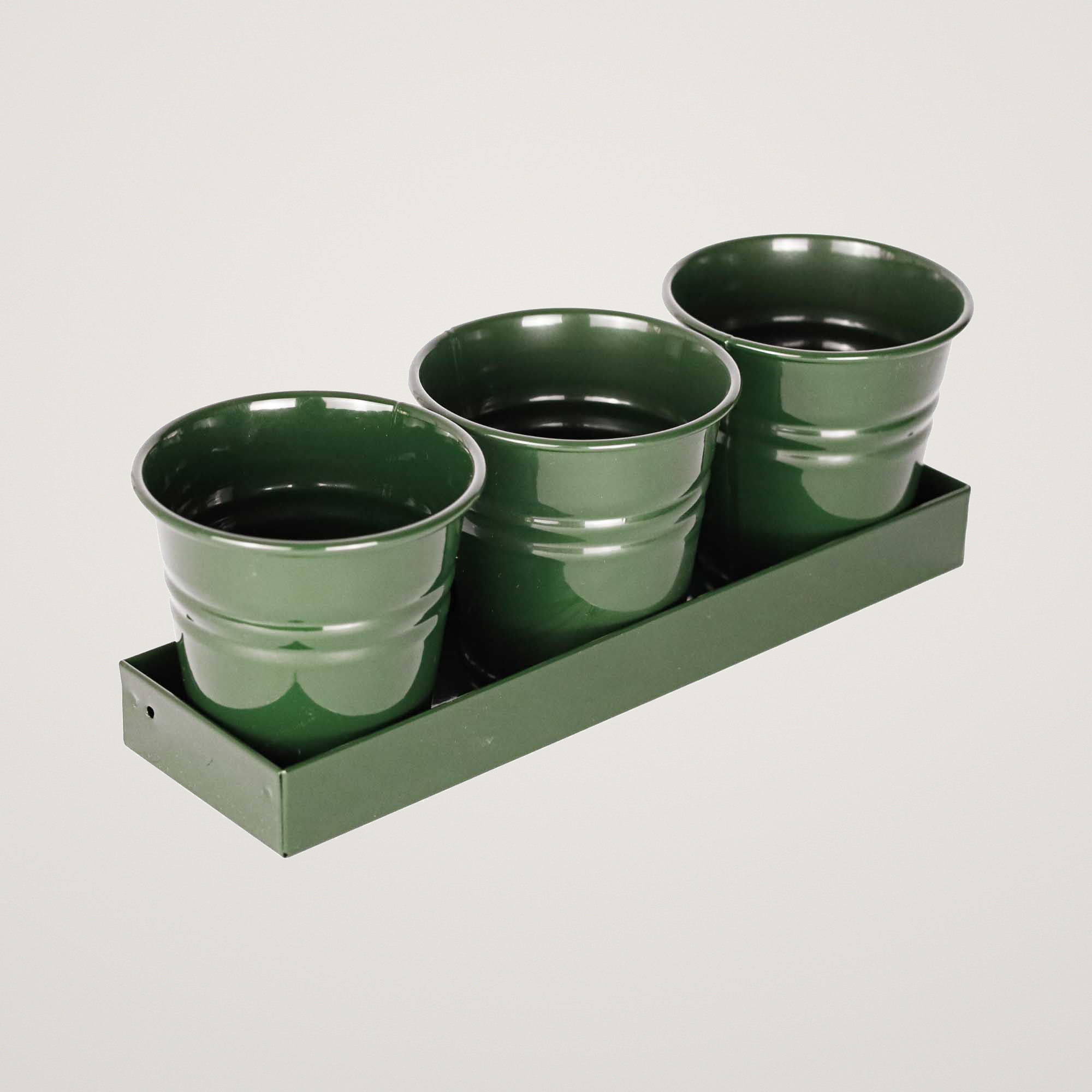 Tavita din metal cu 3 ghivecele Mary's Garden Supplies, 33 cm, culoarea verde - imagine 2