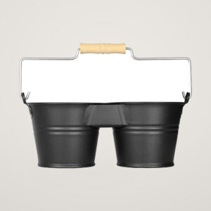 Galeata pentru 2 ghivece cu maner din lemn Mary's Garden Supplies, culoarea negru