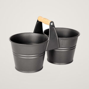 Galeata pentru 2 ghivece cu maner din lemn Mary's Garden Supplies 12.5 cm, culoarea negru