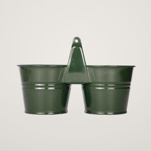 Galeata pentru 2 ghivece cu maner din lemn Mary's Garden Supplies 14 cm culoarea verde