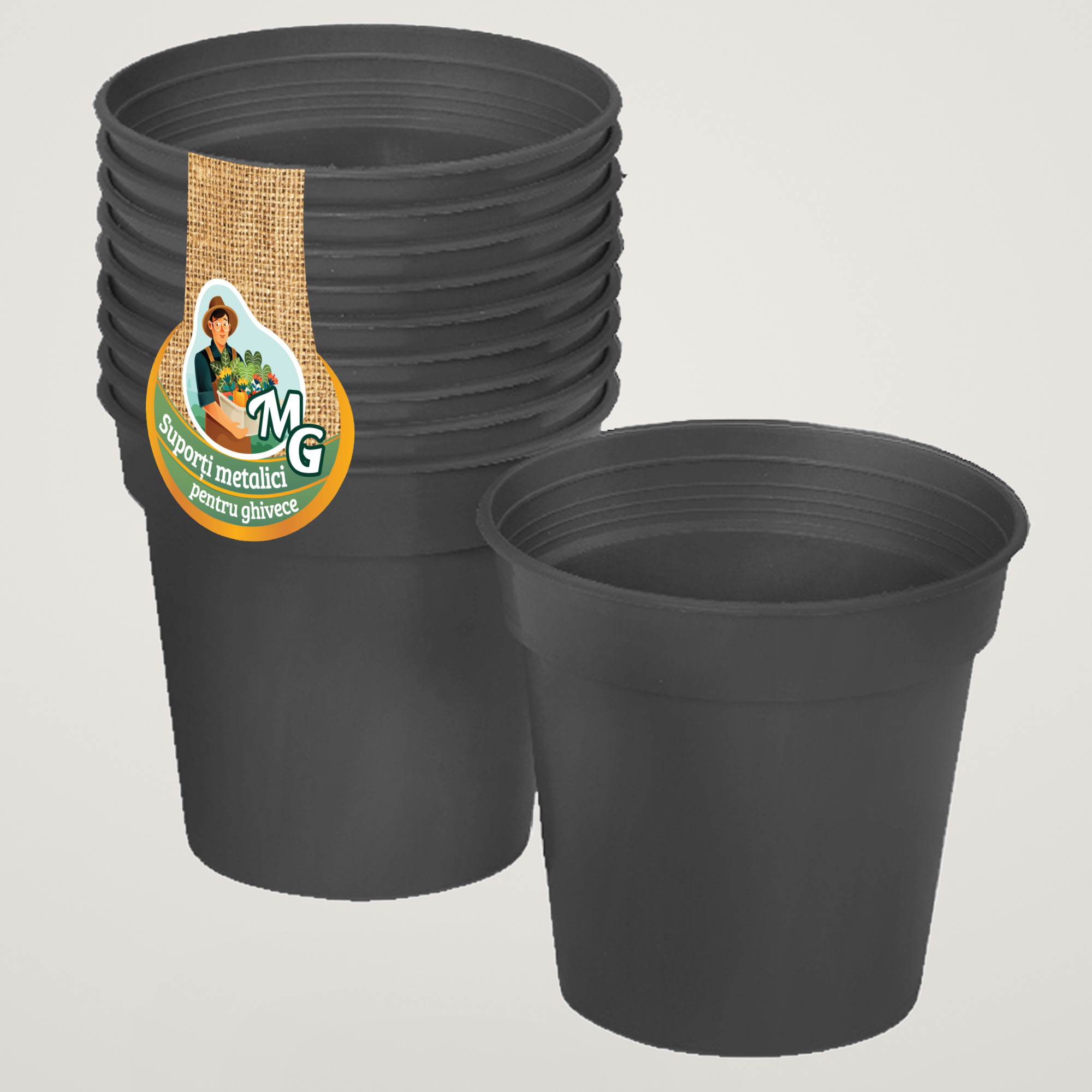 Set 10 Ghivece Productie culoarea negru, 9 CM