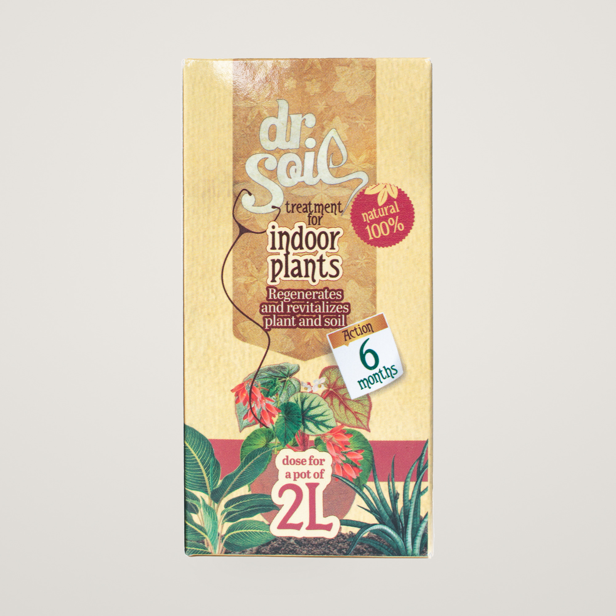 Tratament natural Dr.Soil cu biohumus, pentru plante de interior, doza pentru un ghiveci de 2L