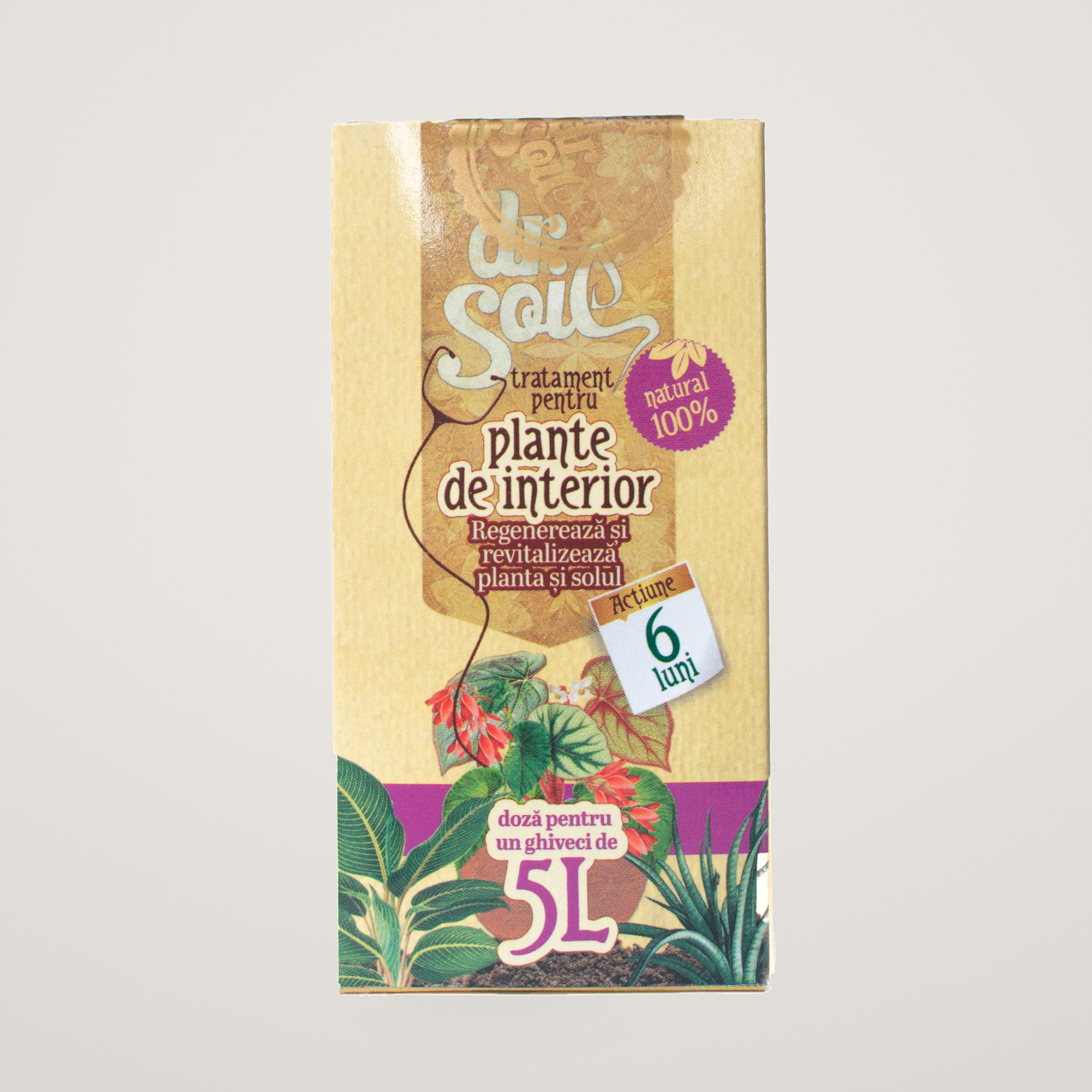 Tratament natural Dr.Soil cu biohumus, pentru plante de interior, doza pentru un ghiveci de 5L
