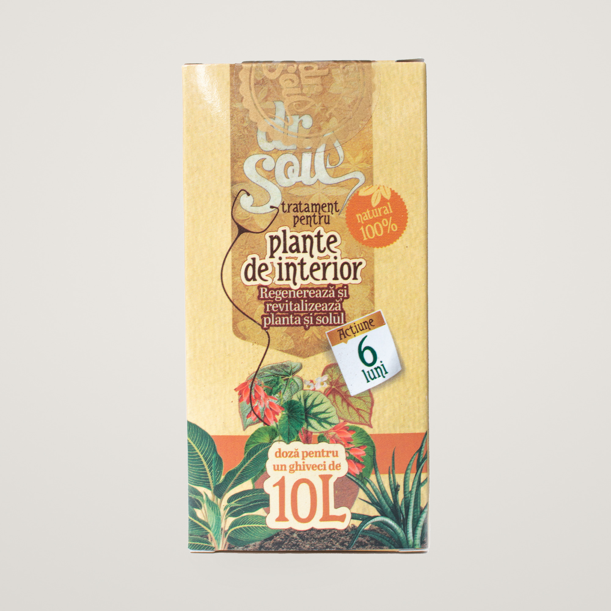 Tratament natural Dr.Soil cu biohumus, pentru plante de interior, doza pentru un ghiveci de 10L