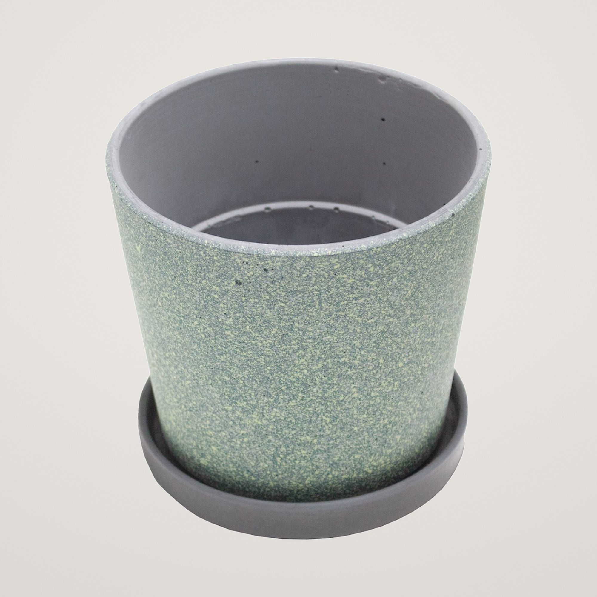 Ghiveci ceramic cu farfurioara Grillage Emerald Cone - imagine 2