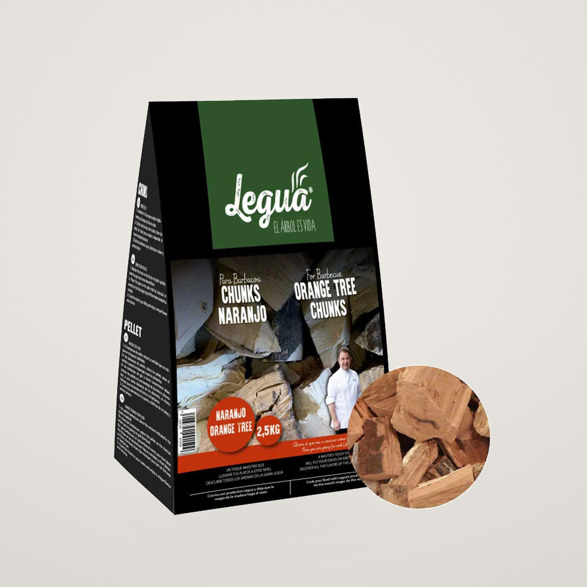 Bucati din lemn de Portocal pentru afumare pe gratar Legua, pentru aromatizarea prin afumare a carnii de peste, moluste si alte carnuri albe 2,5Kg - imagine 5