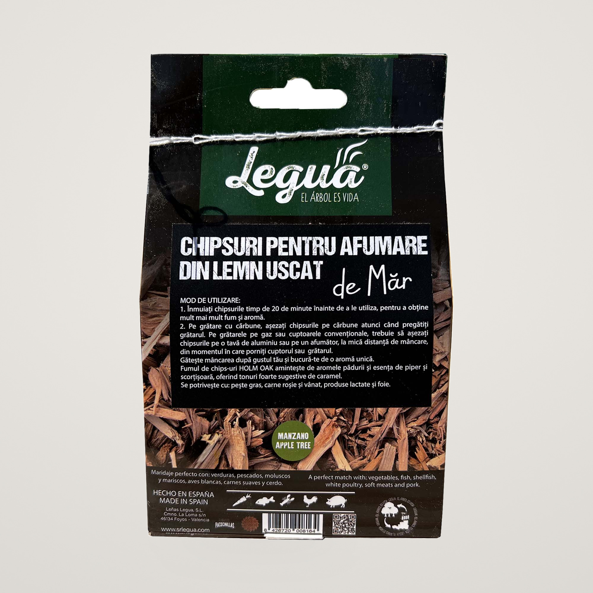 Chipsuri pentru afumare din lemn uscat de Mar Legua, la punga de 600 gr, pentru aromatizarea carnurilor albe si a legumelor