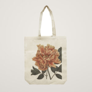 Sacosa de panza cu imprimeu botanic 38 x 42 cm - peony