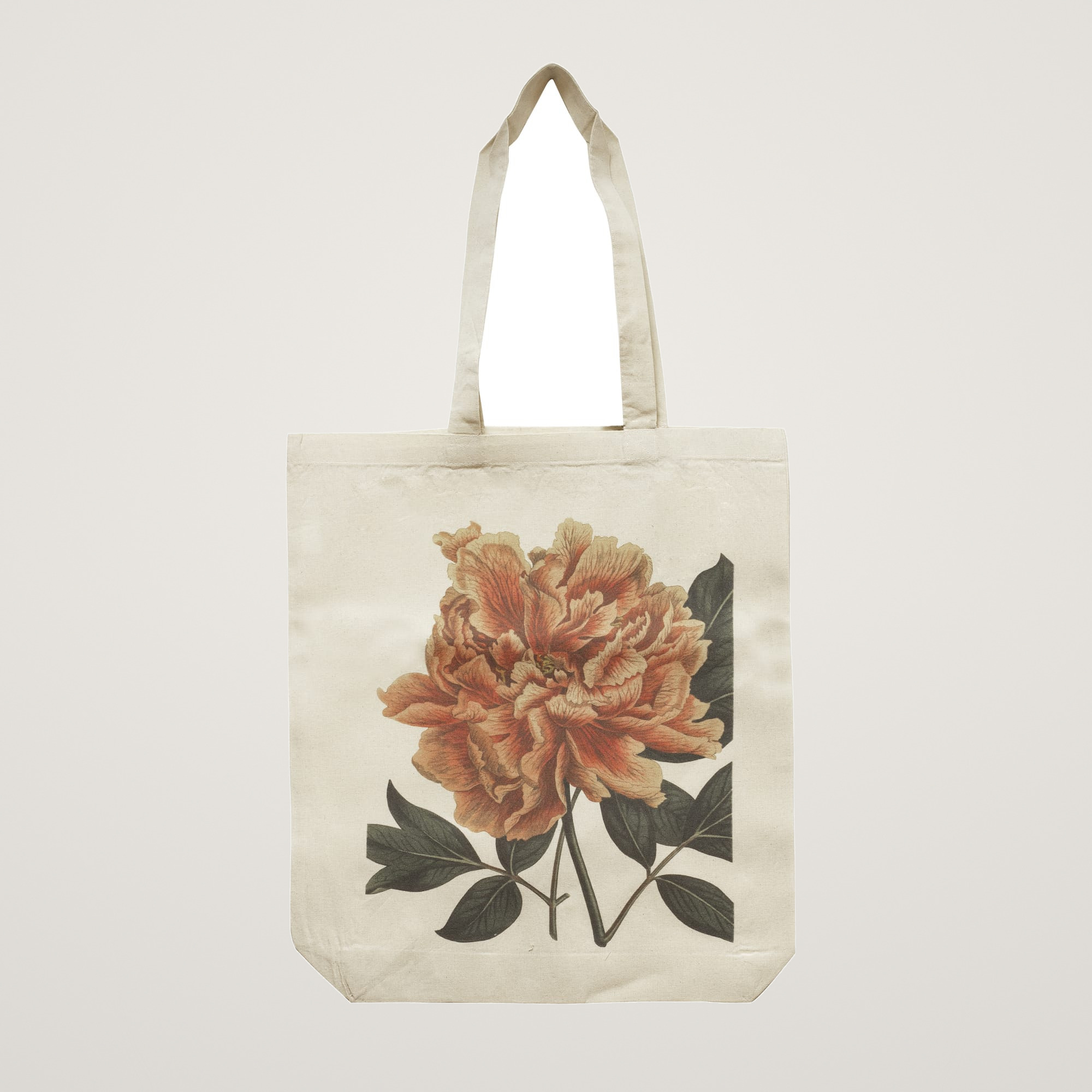 Sacosa de panza cu imprimeu botanic 38 x 42 cm - peony