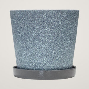 Ghiveci din beton si ceramica cu farfurie Grillage Lapis Lazuli, cu diametrul de 14.5 cm