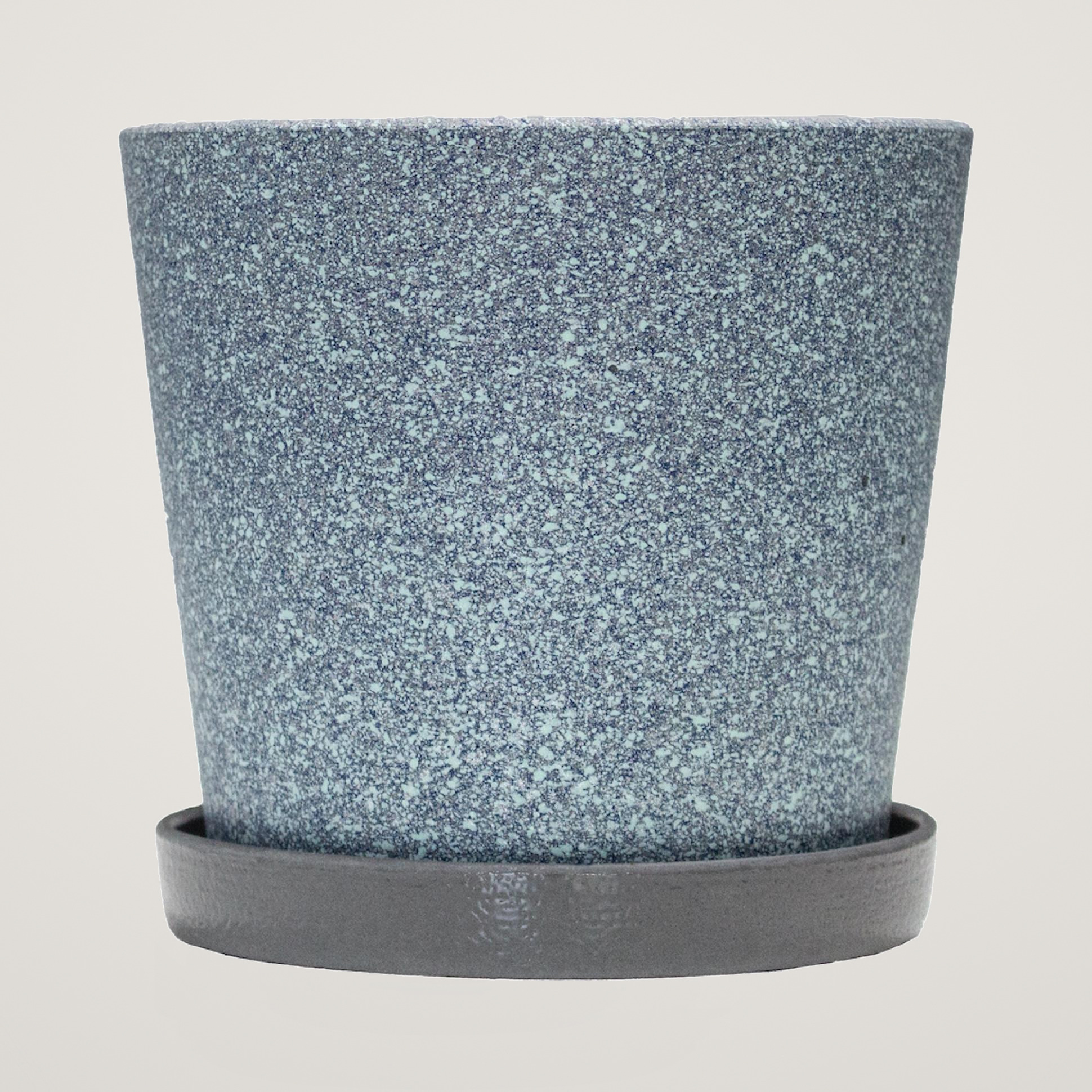 Ghiveci din beton si ceramica cu farfurie Grillage Lapis Lazuli, cu diametrul de 14.5 cm