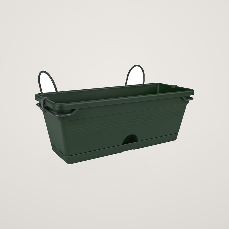 Set complet Jardiniera si suport Green Basics mini de 30 cm verde inchis